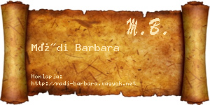 Mádi Barbara névjegykártya